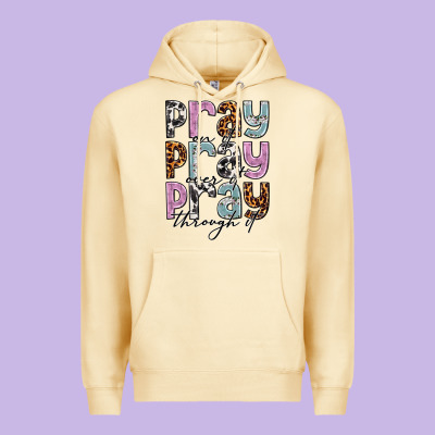 Pray On It Pray Over It Pray Through It Premium Hoodie Designed By Nancycooperartshop