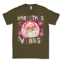 Army Green Pink Christmas Vibes Santa Classic Tee - FaDigitalArtStudio