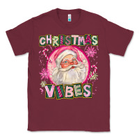 Burgundy Pink Christmas Vibes Santa Classic Tee - FaDigitalArtStudio