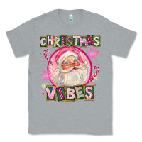 Heather Grey Pink Christmas Vibes Santa Classic Tee - FaDigitalArtStudio