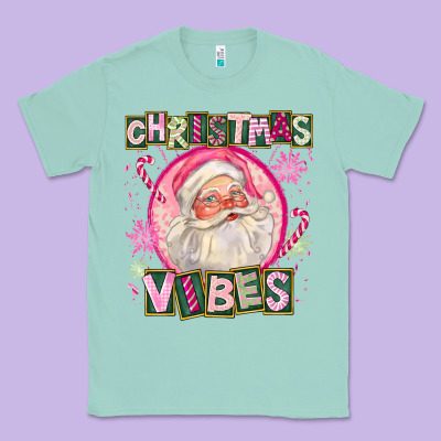 Pink Christmas Vibes Santa Classic Tee Designed By Fadigitalartstudio