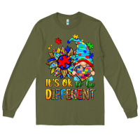 Army Green it's ok to be different autism gnome Long Sleeve Tee - Zillion Design Studio