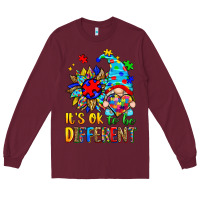 Burgundy it's ok to be different autism gnome Long Sleeve Tee - Zillion Design Studio