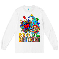 White it's ok to be different autism gnome Long Sleeve Tee - Zillion Design Studio