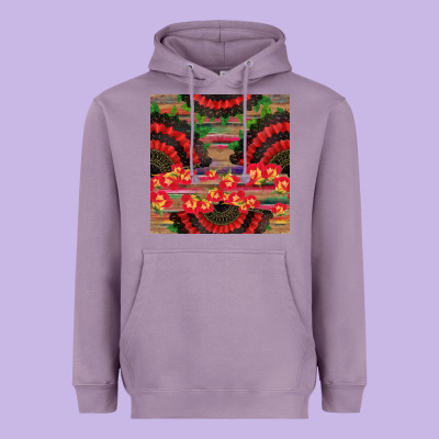 Spanish Hand Fan Seamless Pattern Heavyweight Hoodie Designed By Bundleandbundleshop