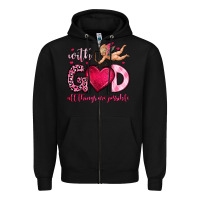 Black with god all things are possible Zipper Hoodie - OliviaCreatesArt