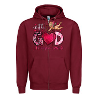 Burgundy with god all things are possible Zipper Hoodie - OliviaCreatesArt