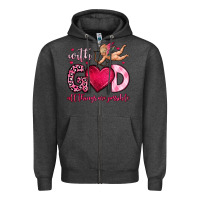 Charcoal Heather with god all things are possible Zipper Hoodie - OliviaCreatesArt