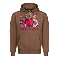 Chestnut with god all things are possible Zipper Hoodie - OliviaCreatesArt