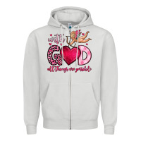 Dove Grey with god all things are possible Zipper Hoodie - OliviaCreatesArt