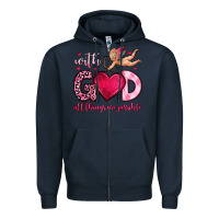 Navy with god all things are possible Zipper Hoodie - OliviaCreatesArt