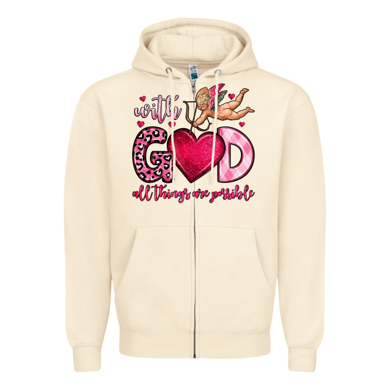 With God All Things Are Possible Zipper Hoodie by OliviaCreatesArt | Teevron