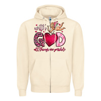 Sandshell with god all things are possible Zipper Hoodie - OliviaCreatesArt