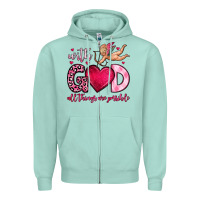 Seafoam with god all things are possible Zipper Hoodie - OliviaCreatesArt
