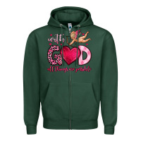 Sports Green with god all things are possible Zipper Hoodie - OliviaCreatesArt