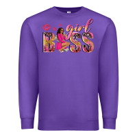 Purple girl boss afro black woman Premium Sweatshirt - NancyCooperArtShop