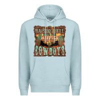 Blue Mist raising hell with the hippies and the cowboys Premium Hoodie - NancyCooperArtShop