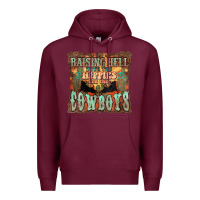 Burgundy raising hell with the hippies and the cowboys Premium Hoodie - NancyCooperArtShop