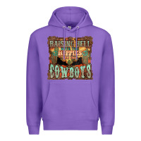 Purple raising hell with the hippies and the cowboys Premium Hoodie - NancyCooperArtShop