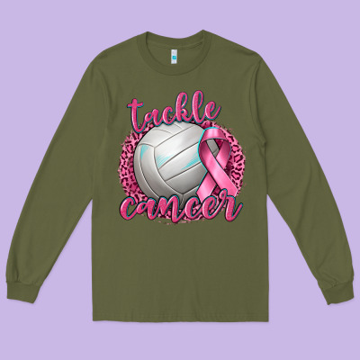 Tackle Cancer Volleyball Long Sleeve Tee Designed By Texasbilliewilder