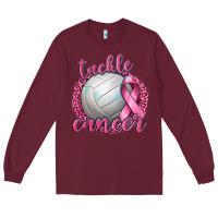 Burgundy Tackle Cancer Volleyball Long Sleeve Tee - texasbilliewilder