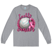 Heather Grey Tackle Cancer Volleyball Long Sleeve Tee - texasbilliewilder
