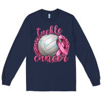 Navy Tackle Cancer Volleyball Long Sleeve Tee - texasbilliewilder