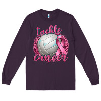 Plum Tackle Cancer Volleyball Long Sleeve Tee - texasbilliewilder
