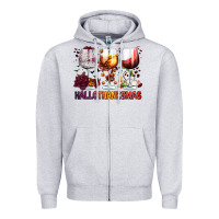 Heather Grey hallothanksmas halloween thanksgiving  christmas wine Zipper Hoodie - FaDigitalArtStudio
