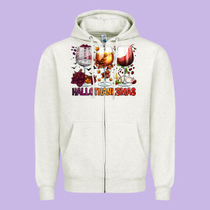 Hallothanksmas Halloween Thanksgiving  Christmas Wine Zipper Hoodie Designed By Fadigitalartstudio