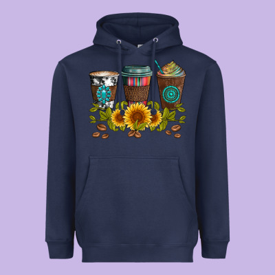 Coffee Group And Sunflowers Heavyweight Hoodie Designed By Artiststas
