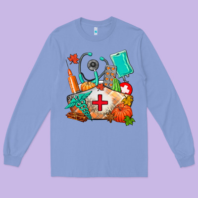 Nurse  And Fall Long Sleeve Tee Designed By Adodesignshop