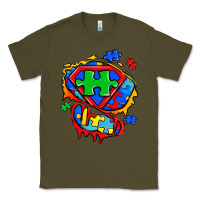 Army Green autism superhero ripped tshirt Classic Tee - Zillion Design Studio