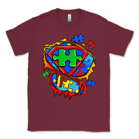 Burgundy autism superhero ripped tshirt Classic Tee - Zillion Design Studio