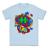 Dusty Blue autism superhero ripped tshirt Classic Tee - Zillion Design Studio