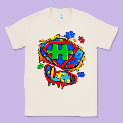 Autism Superhero Ripped Tshirt Classic Tee Designed By Zillion Design Studio