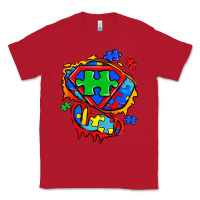 Red autism superhero ripped tshirt Classic Tee - Zillion Design Studio