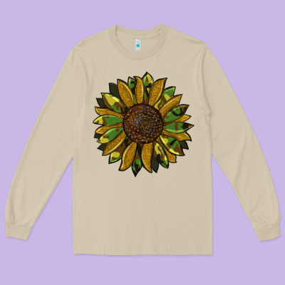Camouflage Flitter Sunflowers Long Sleeve Tee Designed By Ranaportraitstore