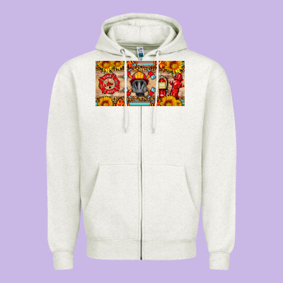 Firefighter Air Mask Sunflower And Elementary License Plate Zipper Hoodie Designed By Hra Design Shop