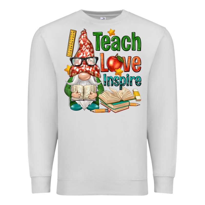 Gnome Teach Love Inspire Premium Sweatshirt by NancyCooperArtShop | Teevron