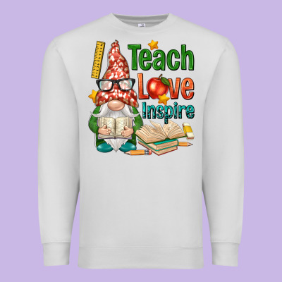 Gnome Teach Love Inspire Premium Sweatshirt Designed By Nancycooperartshop
