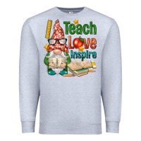 Heather Grey gnome teach love inspire Premium Sweatshirt - NancyCooperArtShop