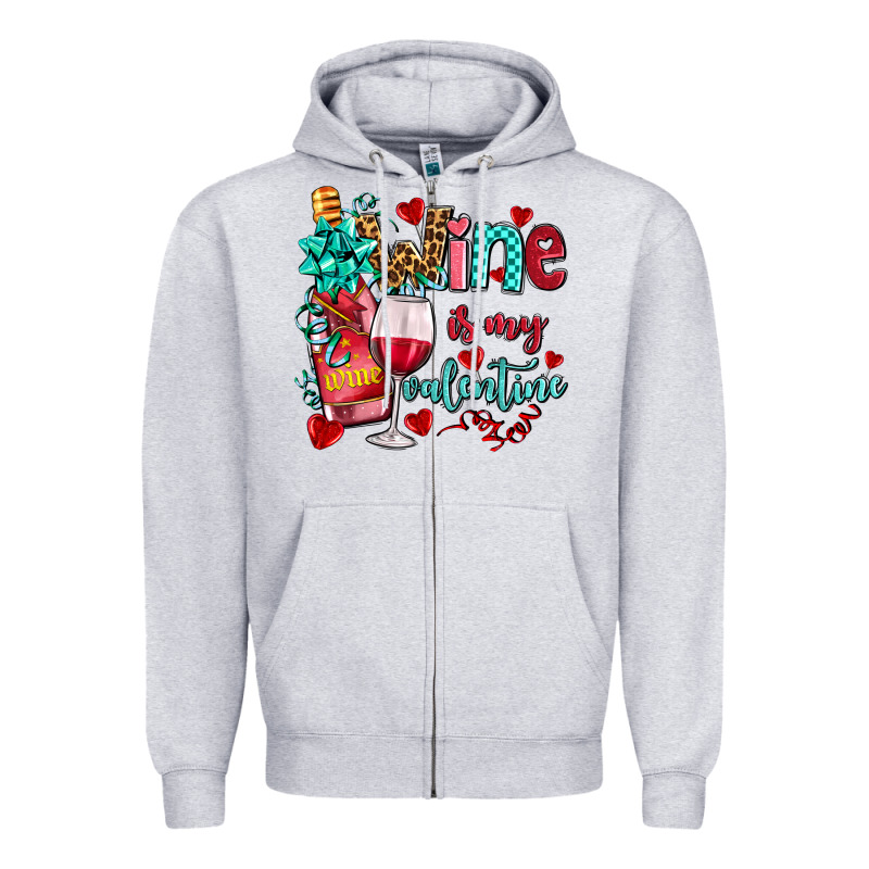 Wine Is My Valentine Olivia Zipper Hoodie by OliviaCreatesArt | Teevron