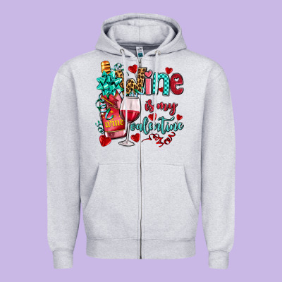 Wine Is My Valentine Olivia Zipper Hoodie Designed By Oliviacreatesart
