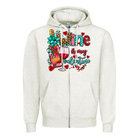 Oatmeal Heather wine is my valentine olivia Zipper Hoodie - OliviaCreatesArt