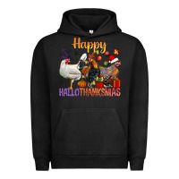 Pigment Black Happy Hallothanksmas Chick Urban Hoodie - BundleAndBundleShop