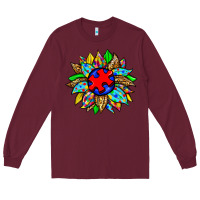 Burgundy autism sunflower Long Sleeve Tee - Zillion Design Studio