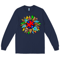 Navy autism sunflower Long Sleeve Tee - Zillion Design Studio
