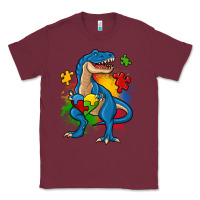 Burgundy autism trex Classic Tee - Zillion Design Studio