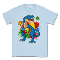 Dusty Blue autism trex Classic Tee - Zillion Design Studio